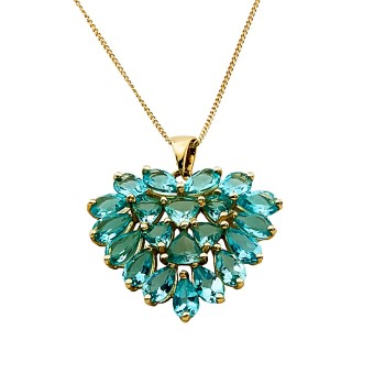 9ct Gold Apatite Cluster Pendant with Chain